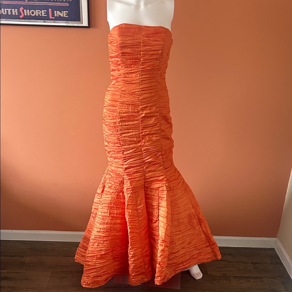 JESSICA MCCLINTOCK orange strapless “mermaid” gown - Picture 2 of 12